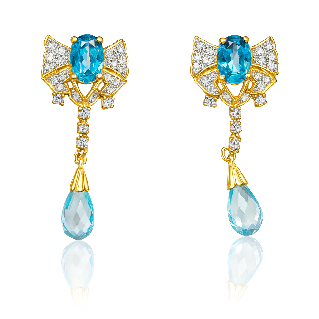 Beautiful 18 Kt Gold  Natural Diamond Earing